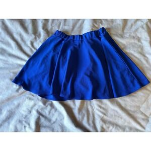 Moxeay Royal Blue Skater Skirt Mini Flared A-Line Textured Elastic Waist Large